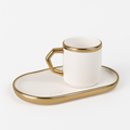 Luxus-Espressoset / 6 Espressotassen mit 6 Untertellern – Weiß & Gold - 6er Set