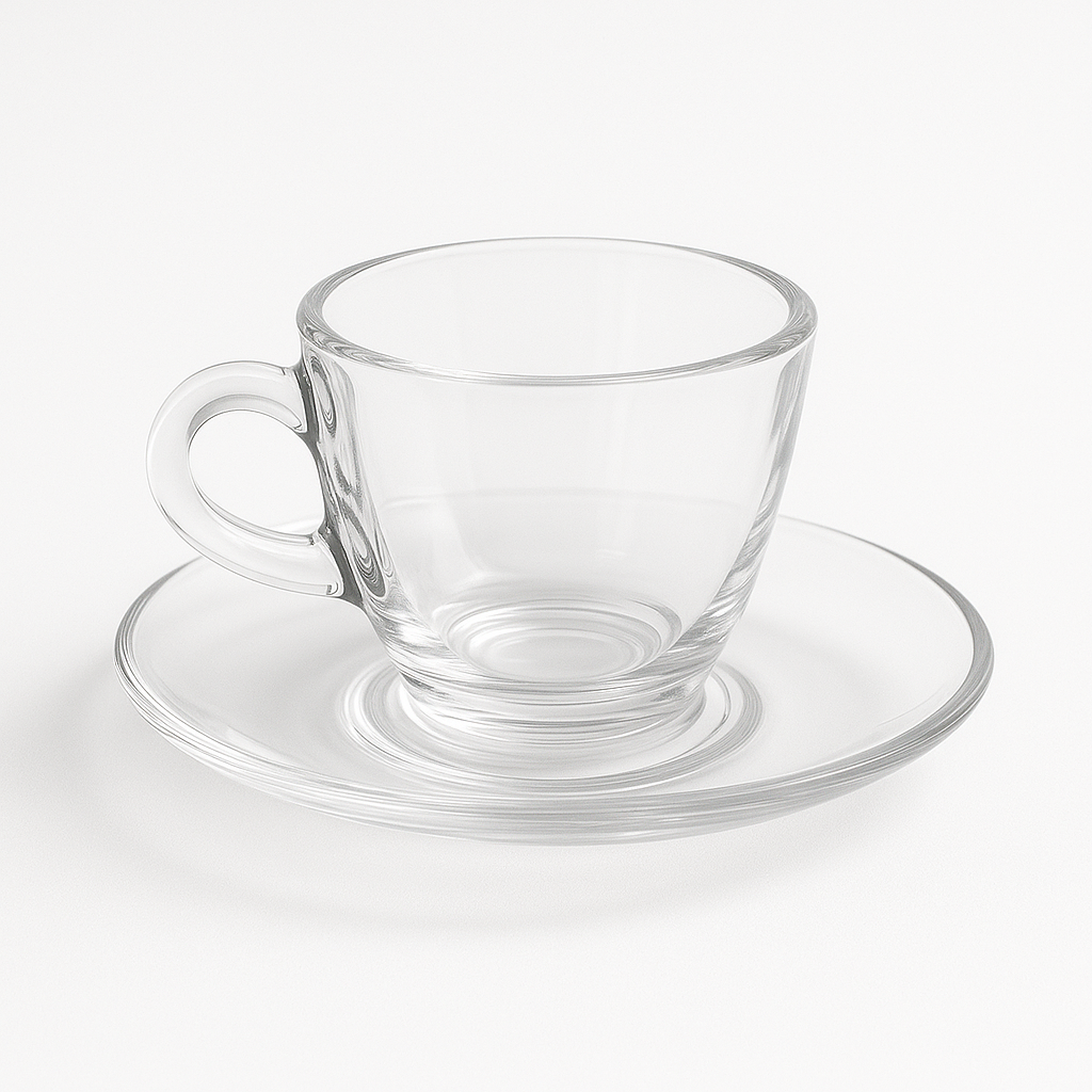 Espressotasse aus Glas mit Unterteller 6er Set -
